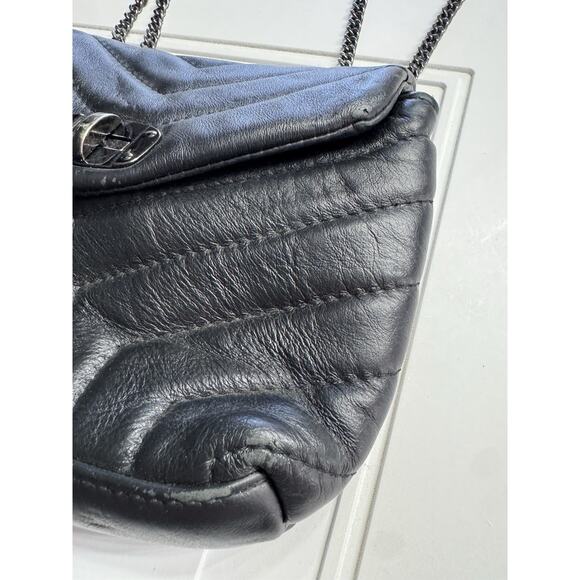 Divina Firenze Leather Two Way Elegant Black Quilted Shoulder Crossbody Bag - Picture 2 of 9